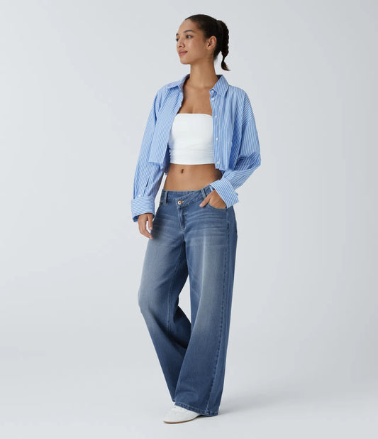 Asymmetric Low Rise Baggy Wide Leg Jean