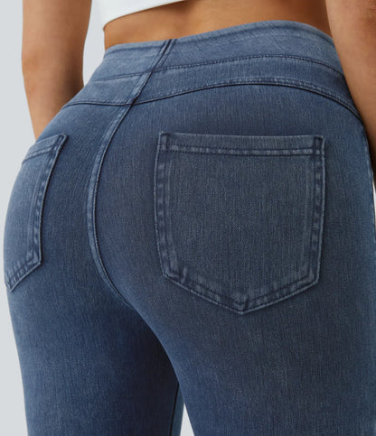 High Waisted Pocket Denim Casual Leggings