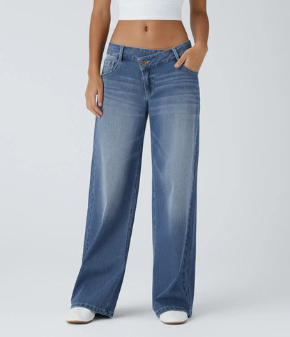 Asymmetric Low Rise Baggy Wide Leg Jean