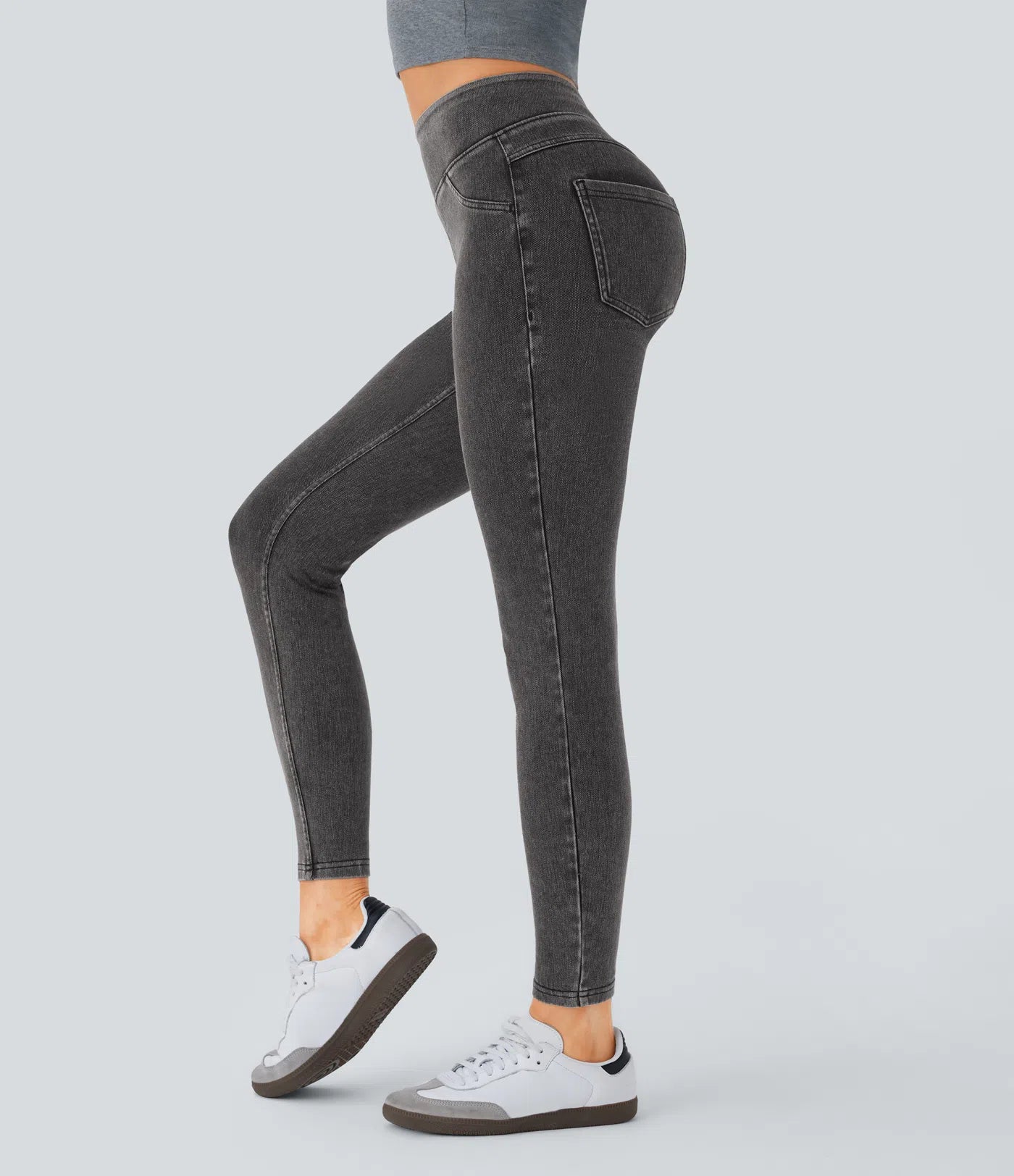 High Waisted Pocket Denim Casual Leggings