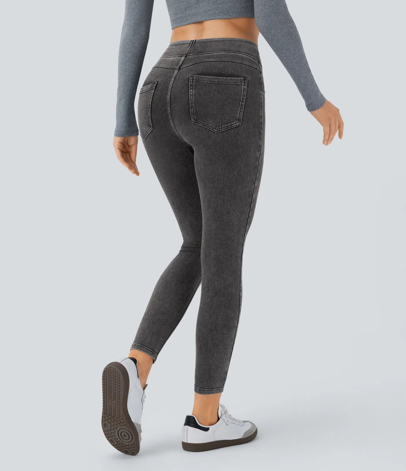 High Waisted Pocket Denim Casual Leggings