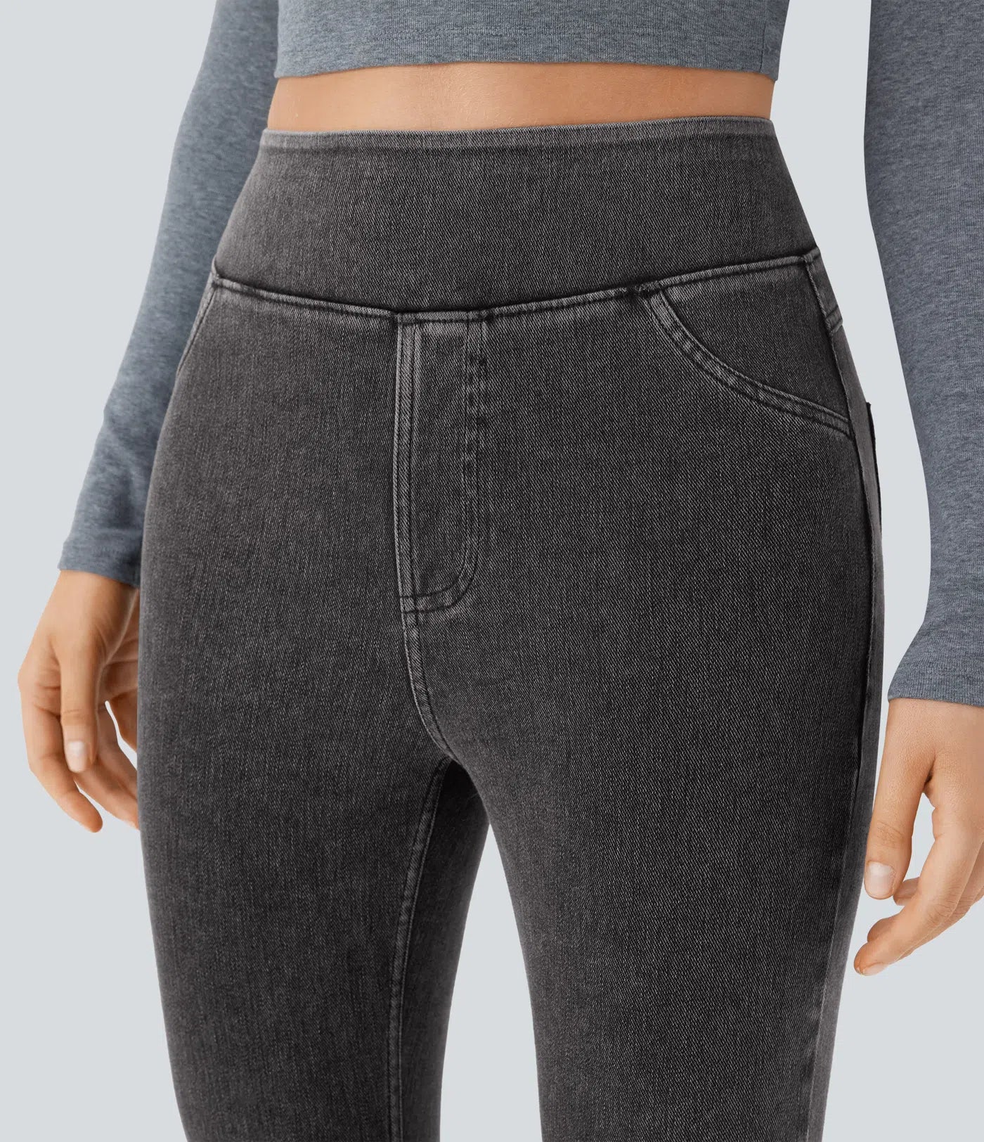 High Waisted Pocket Denim Casual Leggings
