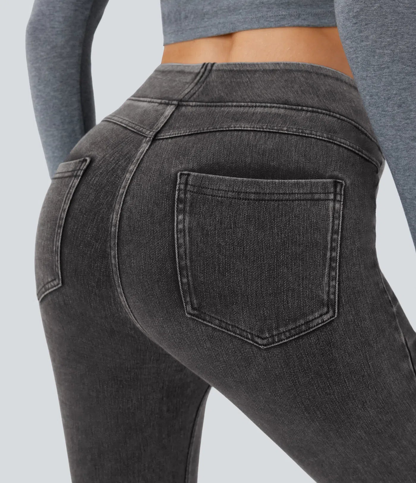 High Waisted Pocket Denim Casual Leggings